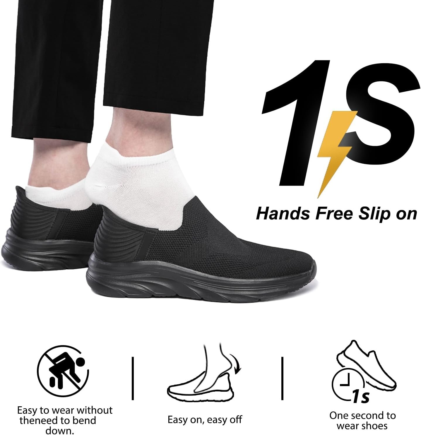 Men's Hands Free Slip on Walking Shoes Lightweight Comfortable Tennis Casual Non Slip Workout Sneakers Loafers Image 2
