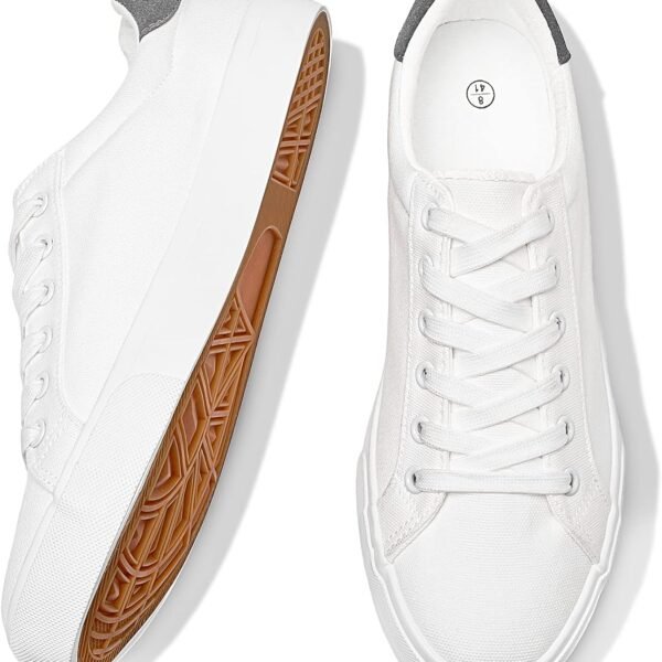 Mens Canvas Shoes White Black Sneakers Low Top Lace Up Casual Shoes