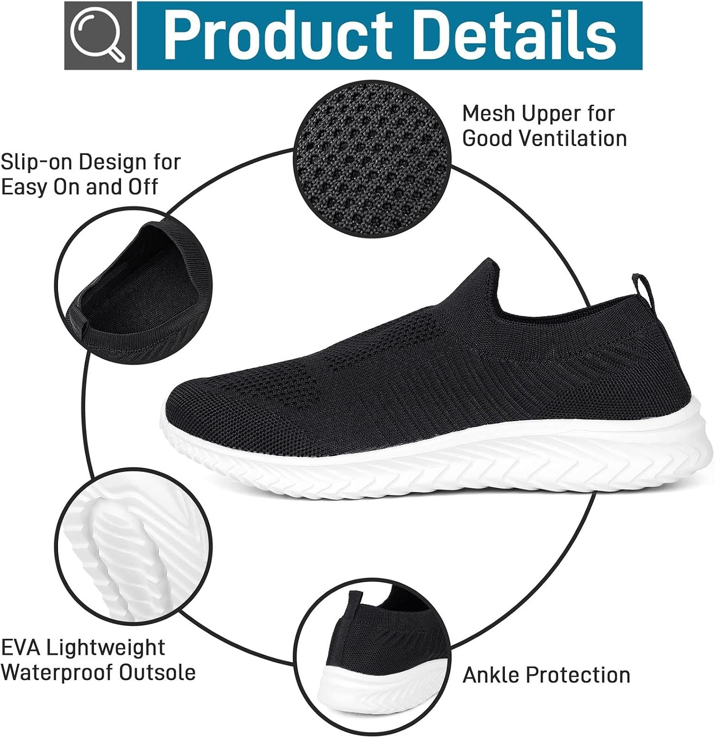 Mens Shoes Walking Shoes for Men Mens Slip On Shoes Sneakers for Men, Casual Athletic Running, Lightweight Breathable Mesh Knit Image 2
