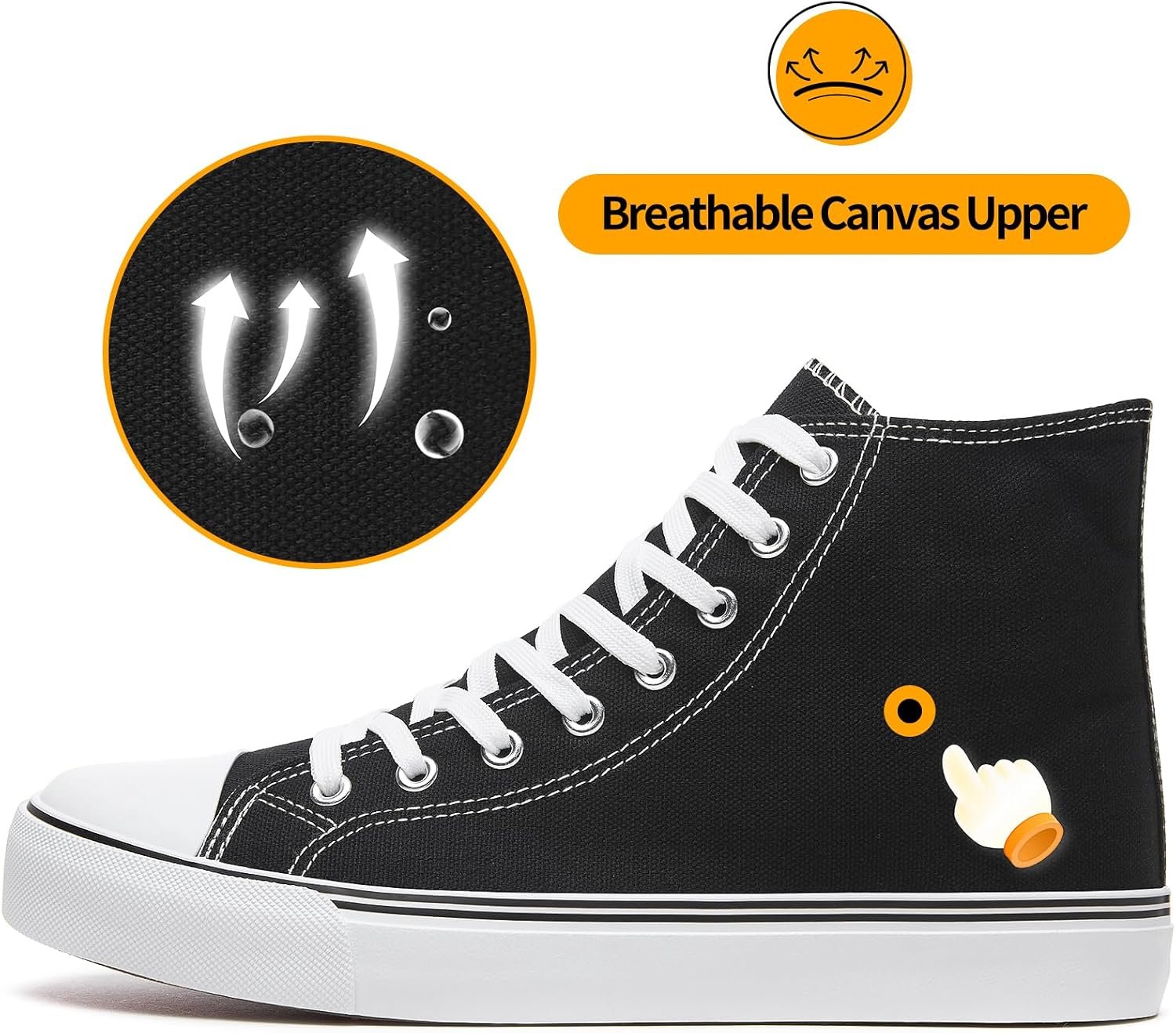 Men's High Top Canvas Sneakers Lace Up Classic Casual Walking Shoes Image 2