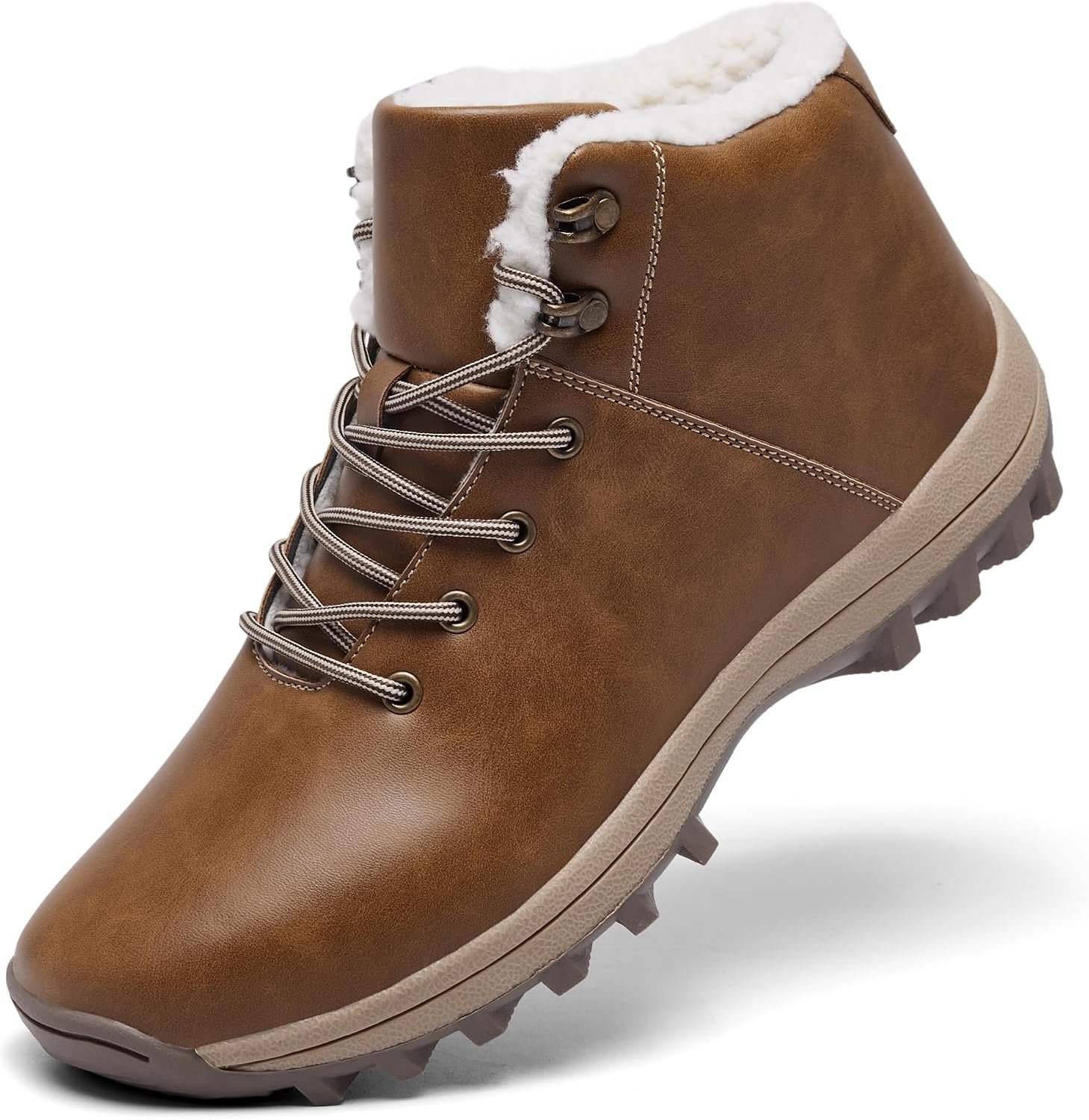 Mens Winter Warm Snow Boots Fur Lined Water Resistant Non Slip Insulated Waterprof Winter Hiking Wrok Shoes