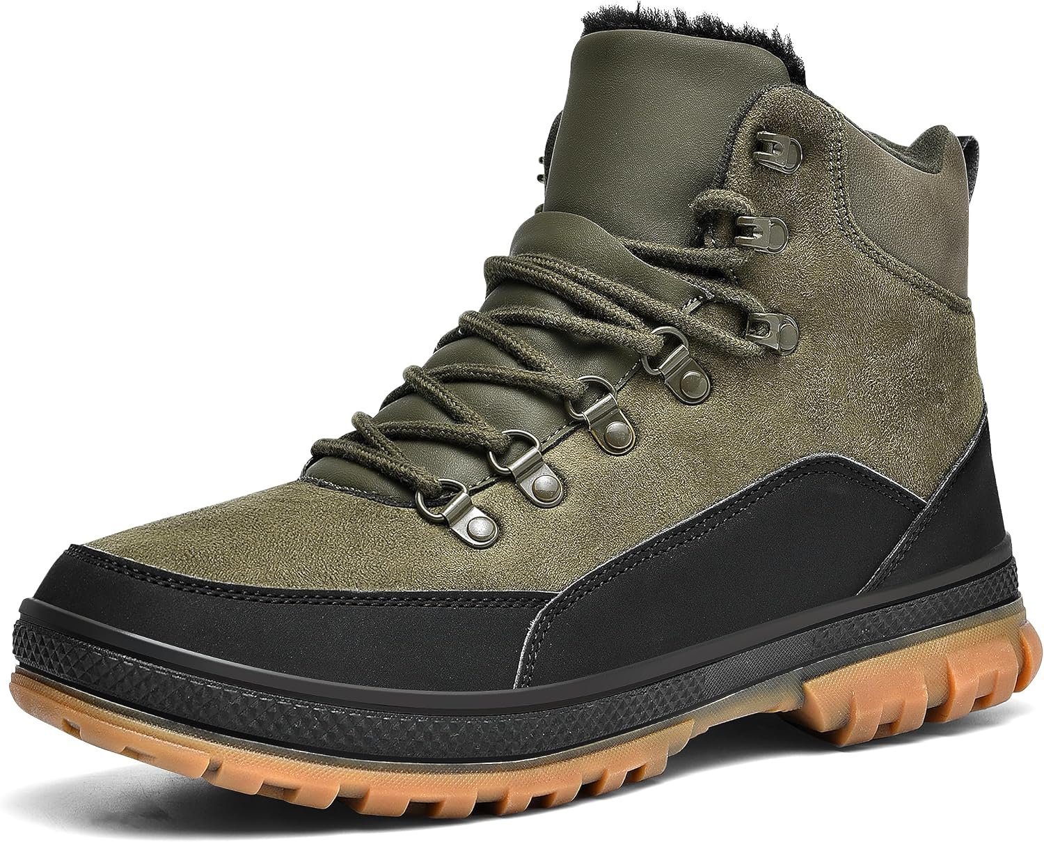 Men's Snow Boots Lightweight Waterproof Winter Boots Fur Lined Anti slip Cold Weather Shoes